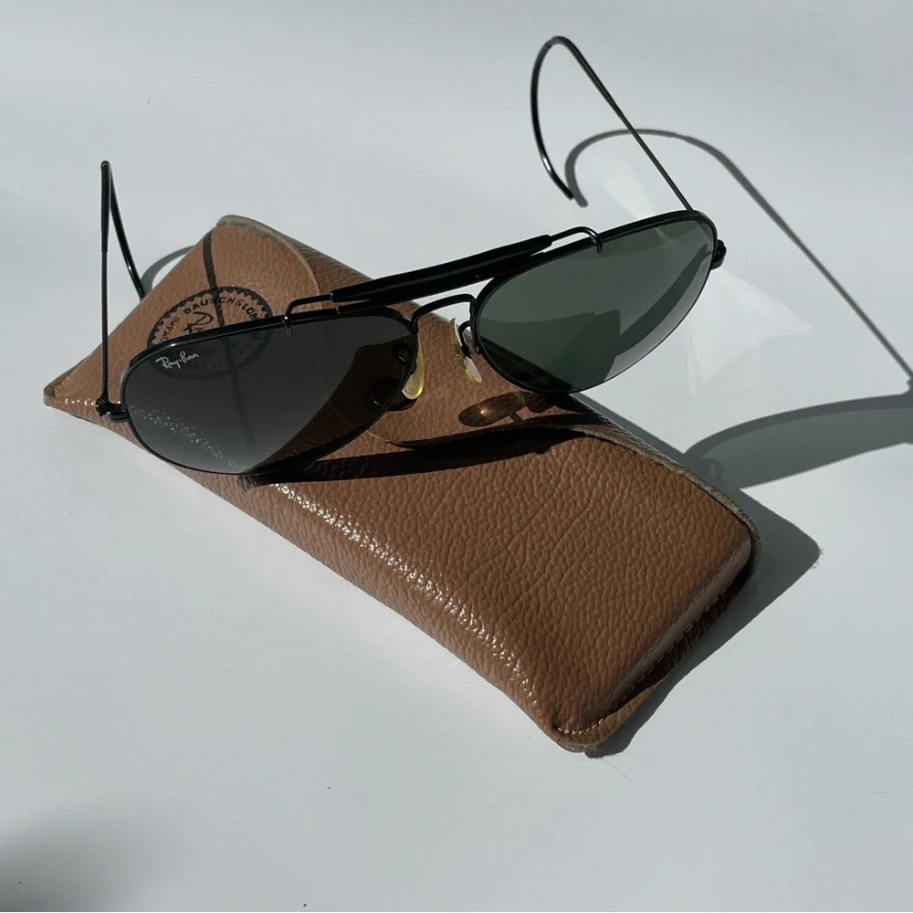 Vintage B&L Ray-Ban Outdoorsman RARE Black Chrome 62mm CableTemples G-15 w/case - Picture 10 of 17